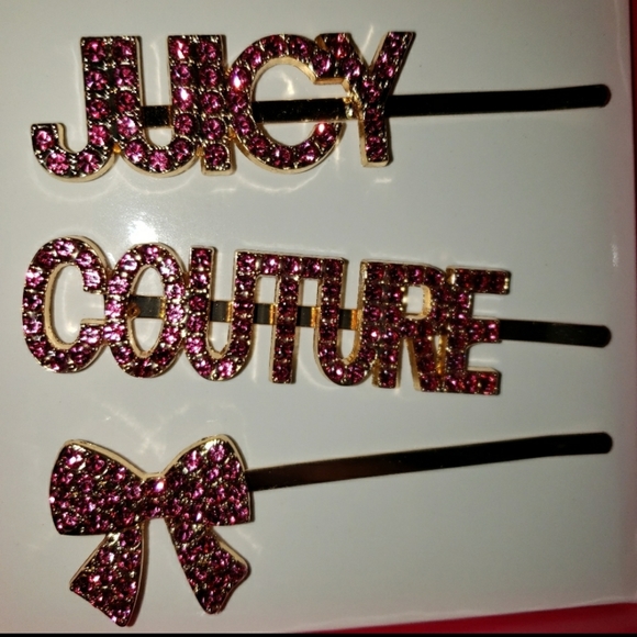 Juicy Couture 3 rhinestone gold hair clips… main image 4